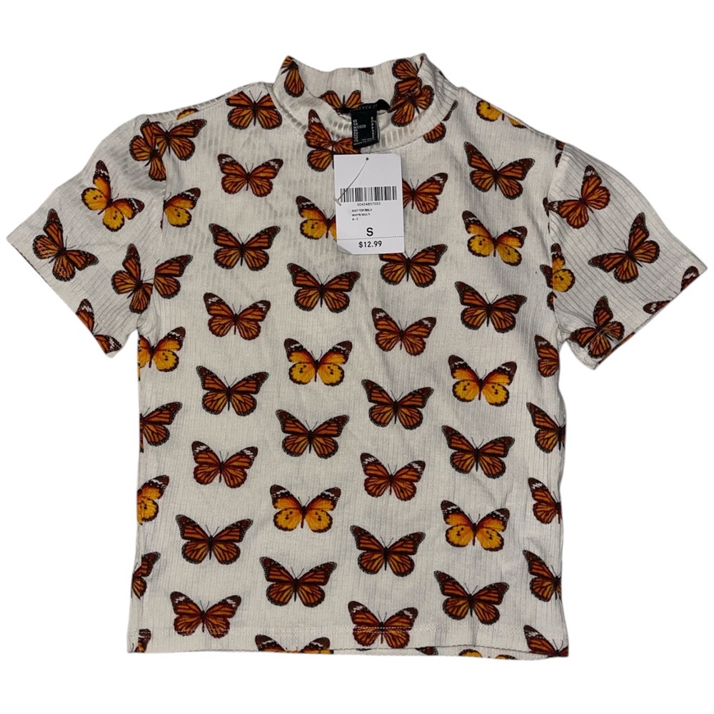 New Butterfly Print Crop Top